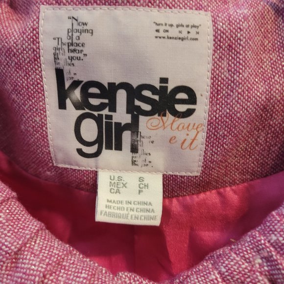 Kensie Girl NWT Pink Shimmering Short Sleeve Coat Peter Pan Collar Pockets Small - Picture 6 of 7